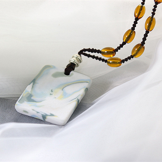 【方形系列】陶艺家艺童 手工方形绞胎瓷项链 创意饰品 单件装