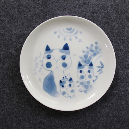 【青花系列】陶艺家张敏华 卡通动物手绘青花圆盘 餐盘 单个装