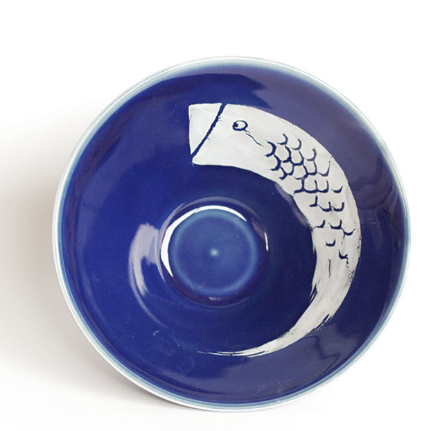 【海浪鱼儿系列】 陶艺家小牛 手绘海浪鱼儿日式陶瓷碗 创意简约食器 单件装