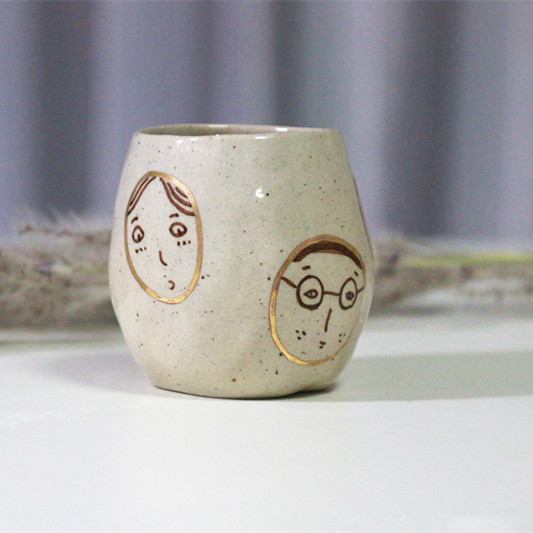 【娃娃脸系列】陶艺家Kendre设计 手工手绘 描金创意水杯 咖啡杯 茶杯	单件装